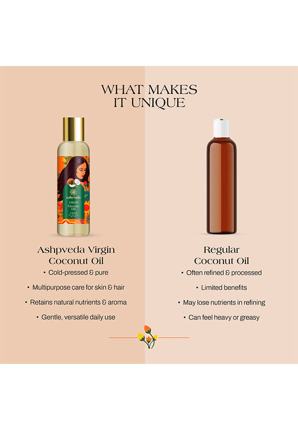 Organic Cold Pressed Virgin Coconut Oil for Hair and Skin | Ayurvedic Herb Enriched Fragrance Oil, Enhancing Scalp Health and Promotes Skin Firmness (120 ml) – thumbnail 5