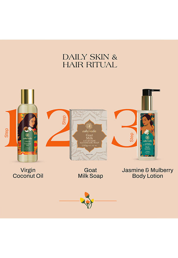 Organic Cold Pressed Virgin Coconut Oil for Hair and Skin | Ayurvedic Herb Enriched Fragrance Oil, Enhancing Scalp Health and Promotes Skin Firmness (120 ml) – thumbnail 6