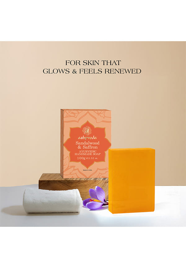 Sandalwood & Saffron Bathing Soap Bar | Ayurvedic Handmade Natural Scented Soap For Glowing, Smooth & Moisturizing Skin (100 gm) – thumbnail 2