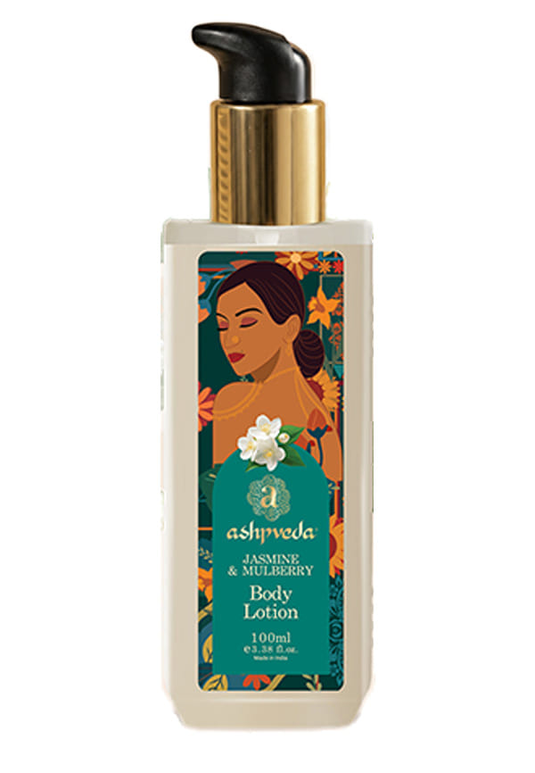 Jasmine & Mulberry Body Lotion for Radiant, Hydrated & Smooth Skin | Ayurvedic Ultra Hydrating and UV Protection Moisturizer with Almond & Ashwagandha Oil (200ml)