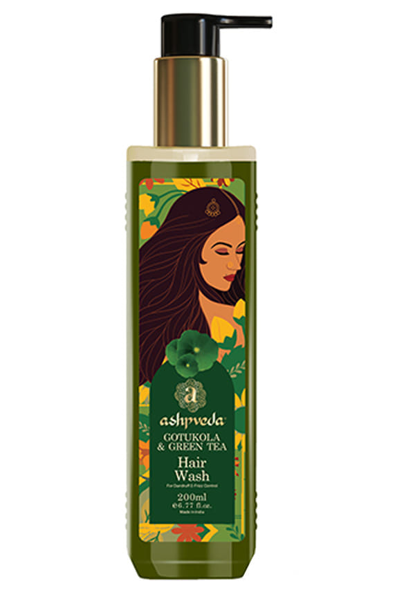Gotu Kola and Green Tea Hair Wash Shampoo - Promotes Healthy, Silky-Smooth Hair - Natural Ingredients For Dandruff & Frizz Control (200 ml)