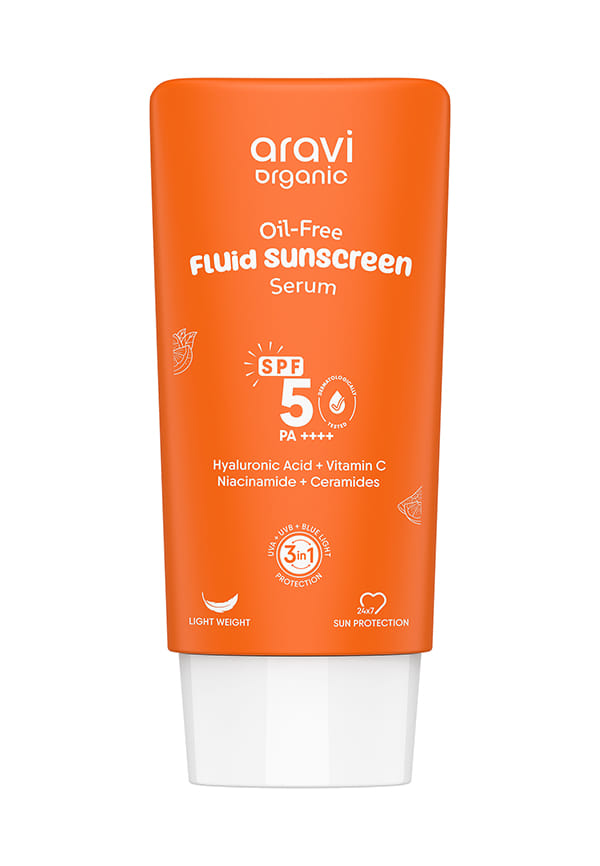 Oil-Free Fluid Sunscreen Serum SPF 50++++ with Hyaluronic Acid, Vitamin C, Niacinamide