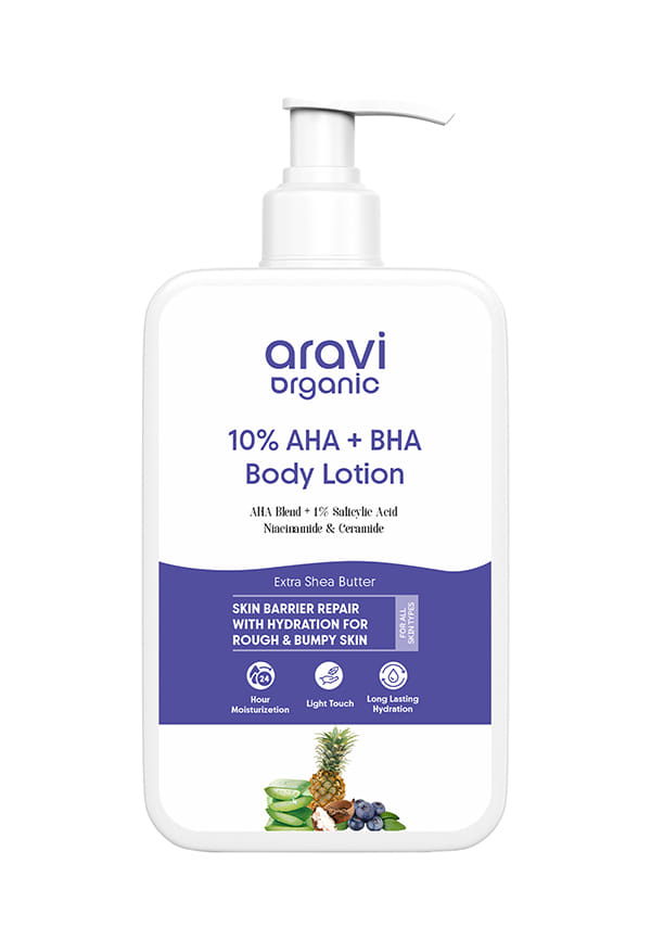 10% AHA + 1% BHA Body Lotion For Exfoliation - Treats Strawberry Legs & Bumpy Skin With Ceramide