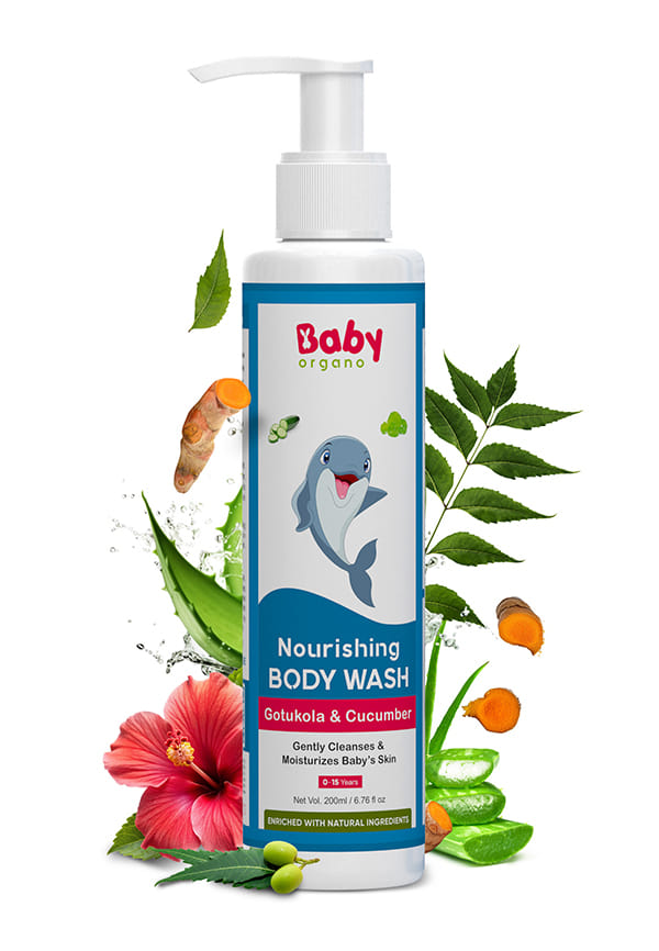 Babyorgano 100% Ayurvedic Nourishing Baby Body Wash for Kids with Aloevera & Hibiscus (200 ml)