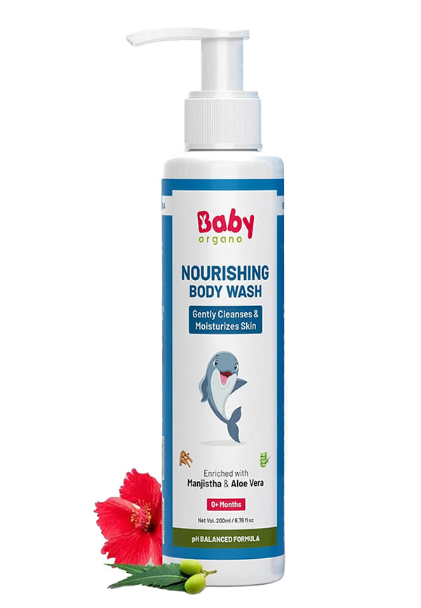 Babyorgano 100% Ayurvedic Nourishing Baby Body Wash for Kids with Aloevera & Hibiscus (200 ml)