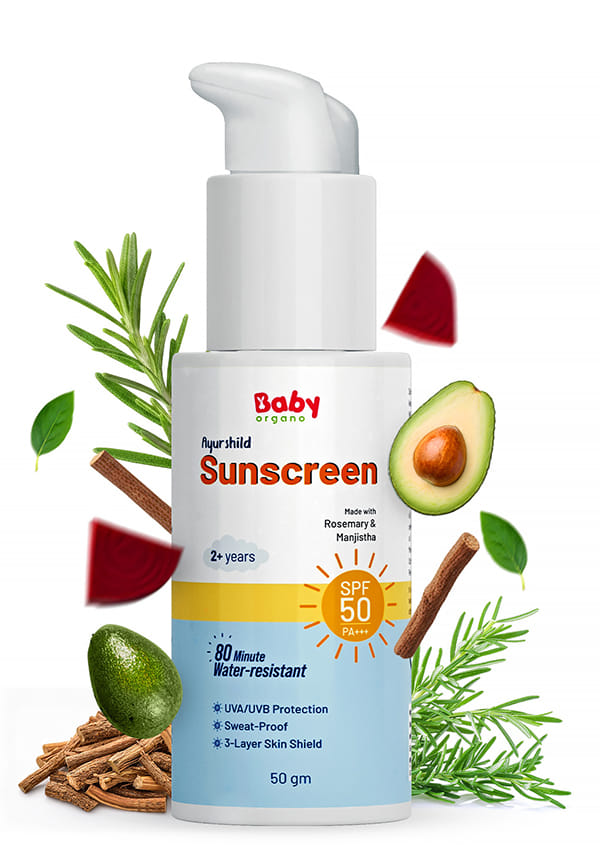 Ayurshild Sunscreen for Kids | Enriched with Rosemary & Manjistha | SPF 50 & PA +++ Ayurshild Sunscreen for Kids | Enriched with Rosemary & Manjistha | SPF 50 & PA +++
