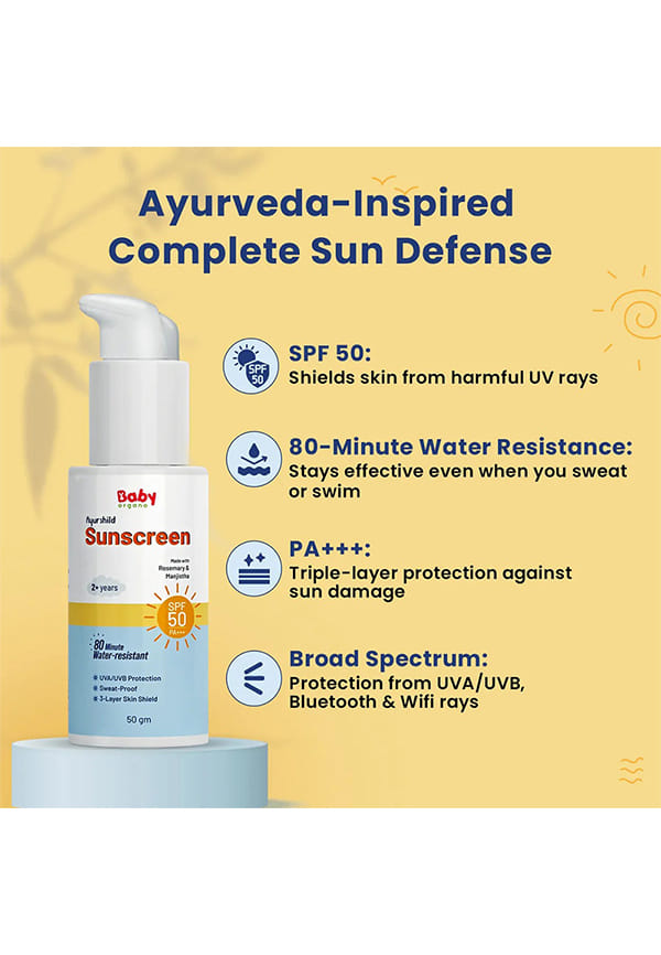 Ayurshild Sunscreen for Kids | Enriched with Rosemary & Manjistha | SPF 50 & PA +++ – thumbnail 2