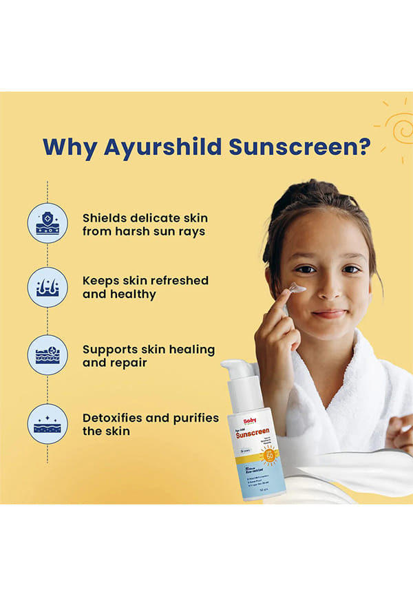 Ayurshild Sunscreen for Kids | Enriched with Rosemary & Manjistha | SPF 50 & PA +++ – thumbnail 4