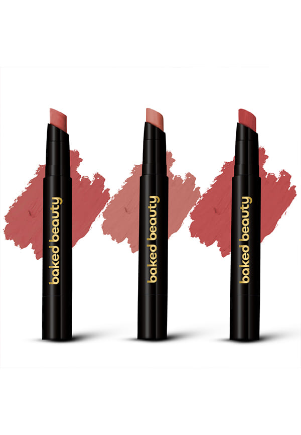 Lip Crayon Lipstick Set of 3 with Nourishing Formula, Long-Lasting & Smudge-Proof