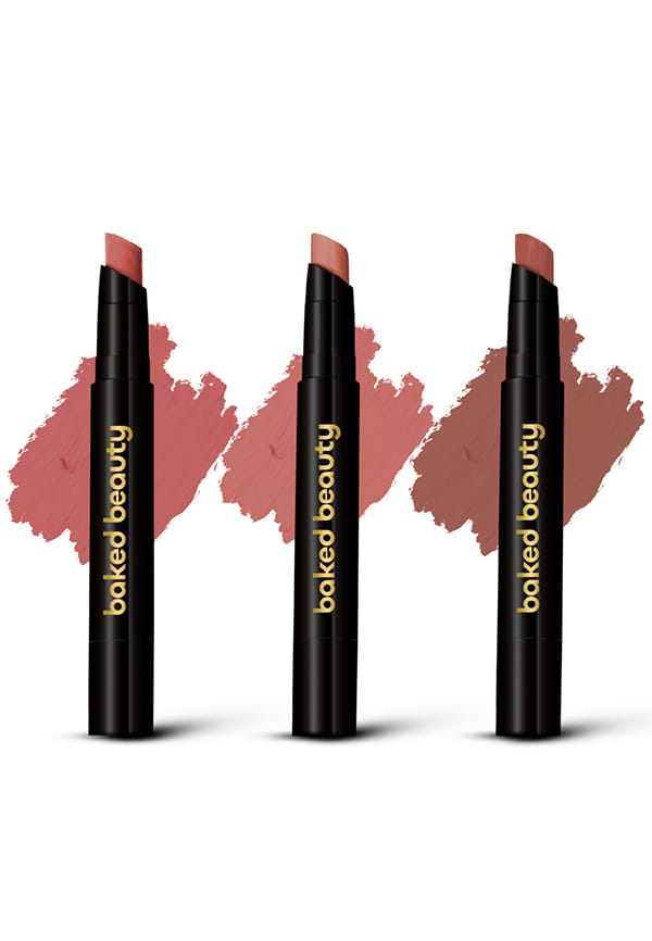 Lip Crayon Lipstick Set of 3 with Nourishing Formula, Long-Lasting & Smudge-Proof