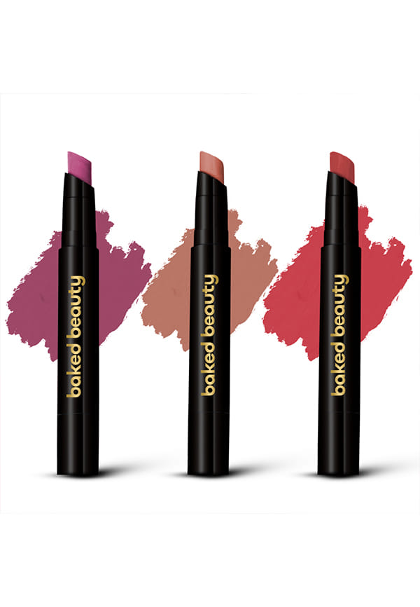 Lip Crayon Lipstick Set of 3 with Nourishing Formula, Long-Lasting & Smudge-Proof