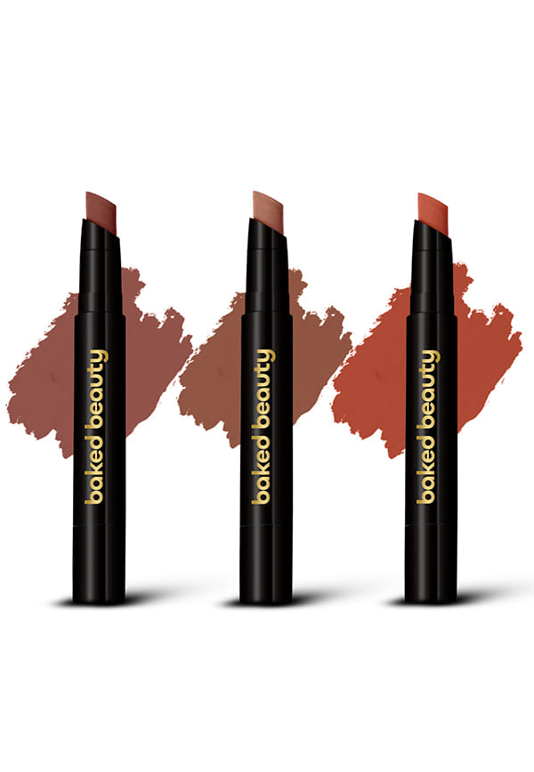 Lip Crayon Lipstick Set of 3 with Nourishing Formula, Long-Lasting & Smudge-Proof