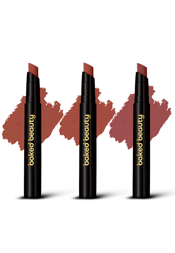 Lip Crayon Lipstick Set of 3 with Nourishing Formula, Long-Lasting & Smudge-Proof