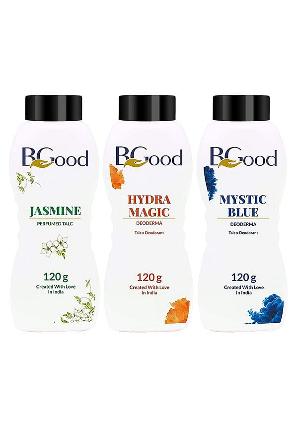 Body & Face Talcum Powder Combo Pack of 3 Fragrance - Mystic Blue, Jasmine, Hydra Magic