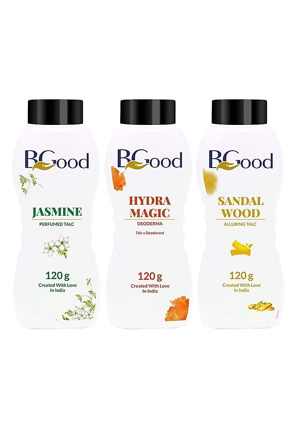 Body & Face Talcum Powder Combo Pack of 3 Fragrance - Hydra Magic, Sandal Wood, Jasmine