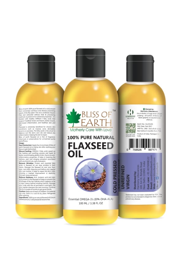 100% Pure Natural Flaxseed Oil Coldpressed & Unrefined