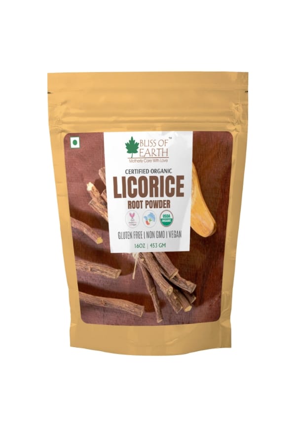 Certified Organic Licorice Powder | Size: 453 gm By Bliss of Earth
