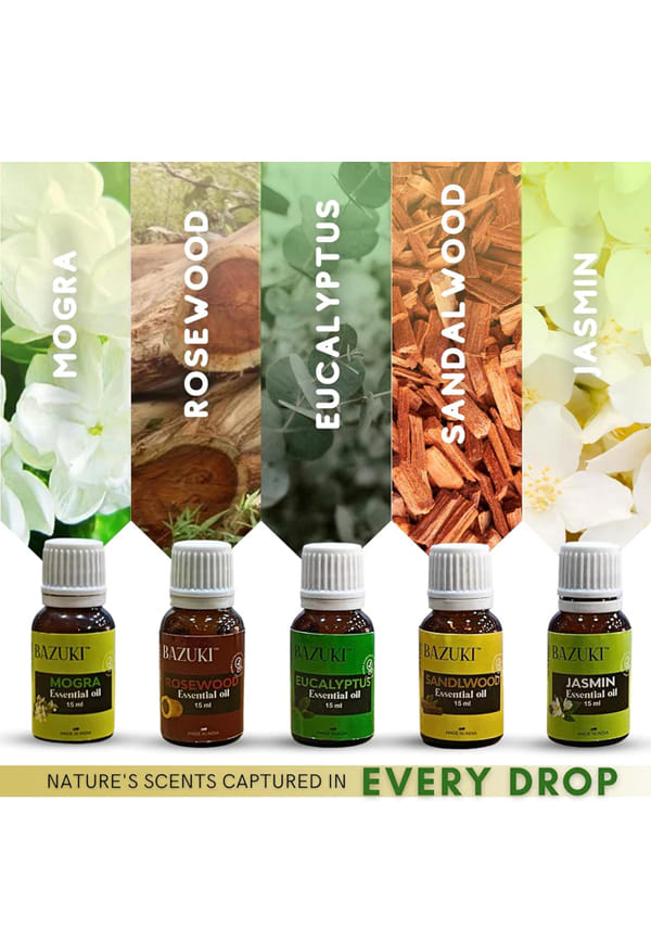 Aroma Symphony Essential Oil combo - Eucalyptus, Mogra, Rosewood, Sandalwood, Jasmin. – thumbnail 4