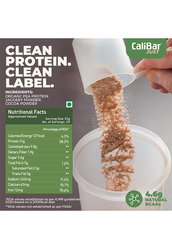 Just Chocolate Plant Protein - All Natural Organic Pea Protein + Jaggery + Cocoa – thumbnail 5