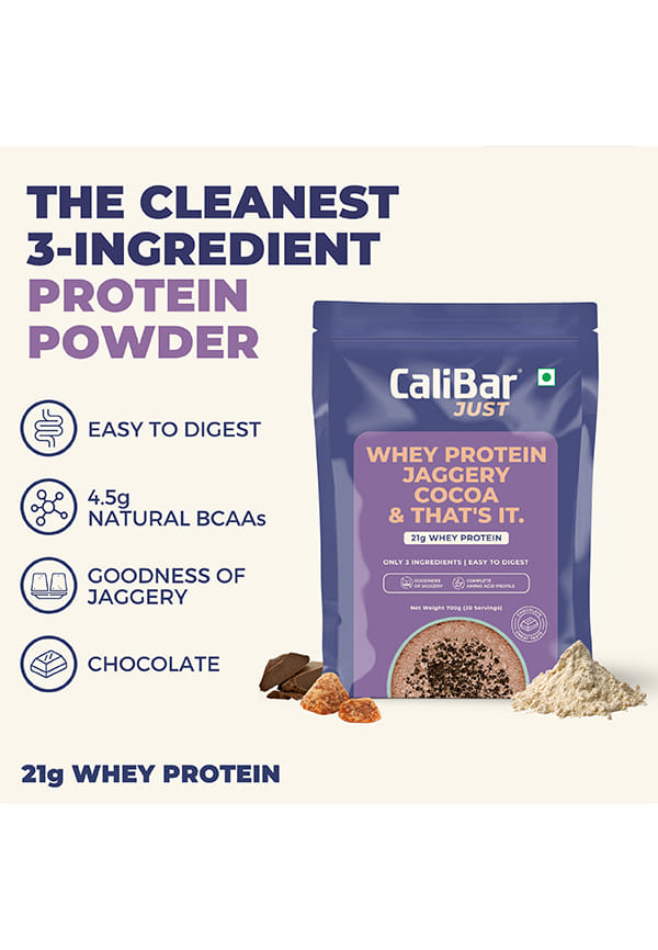 Just Chocolate Whey Protein - All Natural Whey Protein Concentrate + Jaggery + Cocoa – thumbnail 2