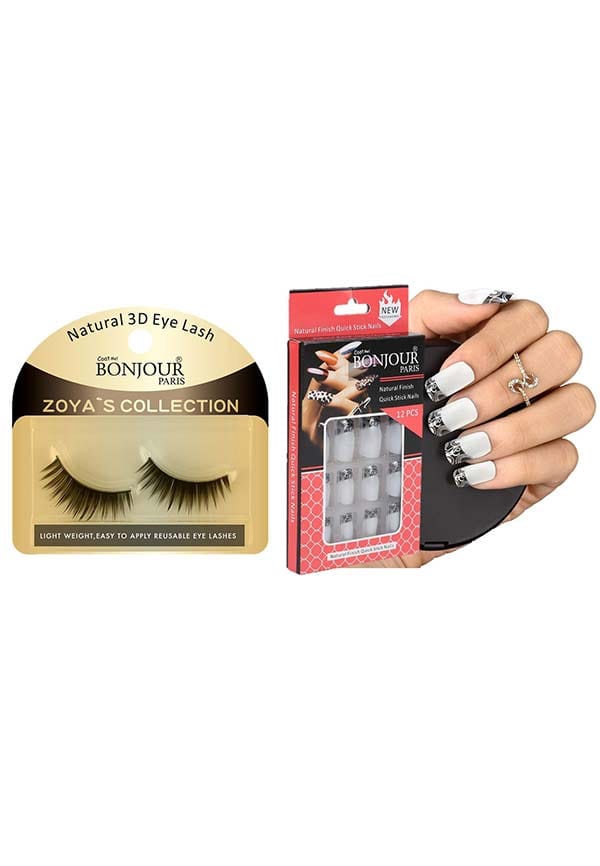 Style 6 - False Eye Lashes + False Nail Set with Glue