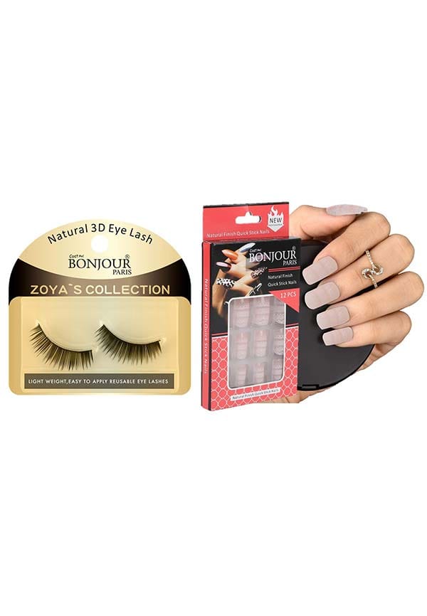 Style 9 - False Eye Lashes + False Nail Set with Glue