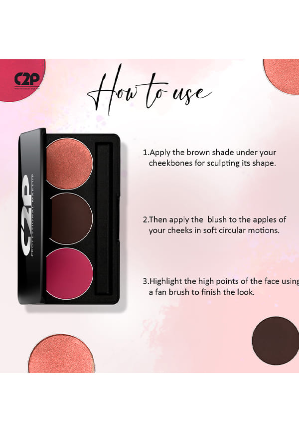 Basic Trio 2 (Blusher-Contour-Highlighter) | 3-in-1 Multipurpose Skin Friendly Trio Kit | Powder Based Long Lasting Makeup – thumbnail 2