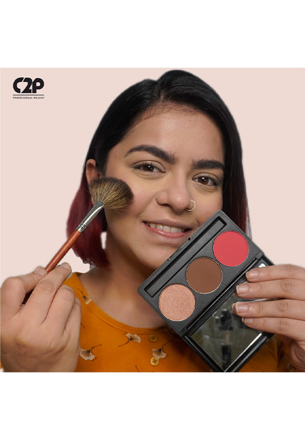 Basic Trio 2 (Blusher-Contour-Highlighter) | 3-in-1 Multipurpose Skin Friendly Trio Kit | Powder Based Long Lasting Makeup – thumbnail 3