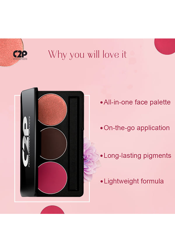 Basic Trio 2 (Blusher-Contour-Highlighter) | 3-in-1 Multipurpose Skin Friendly Trio Kit | Powder Based Long Lasting Makeup – thumbnail 4