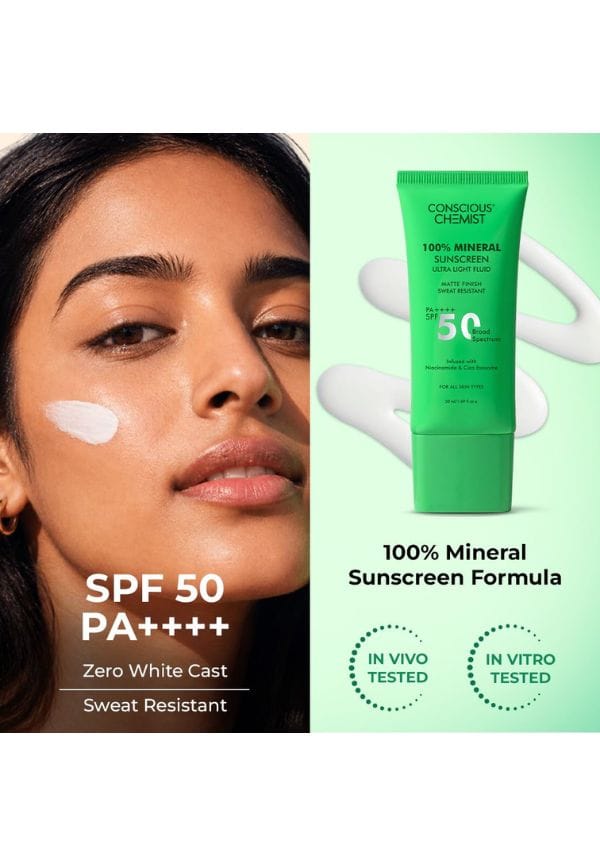 100% Mineral Sunscreen Ultra Light Fluid SPF 50 PA++++ – thumbnail 2