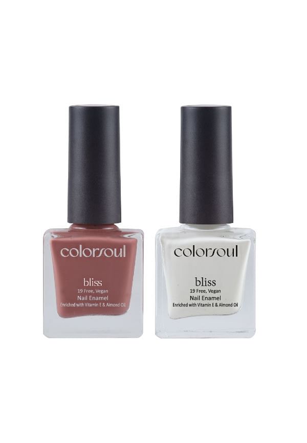 Bliss Nail Enamel - Dusty Mauve , Snowy White, (B06,B22)
