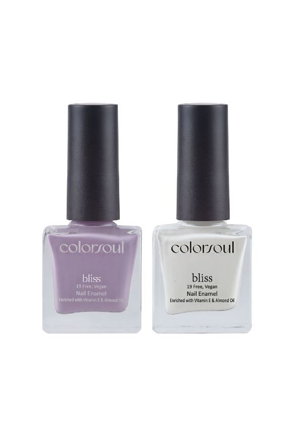 Bliss Nail Enamel - Purple Water , Snowy White, (B07,B22)