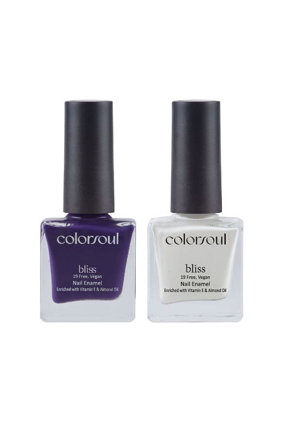 Bliss Nail Enamel - Indigo Wine , Snowy White, (B09,B22)