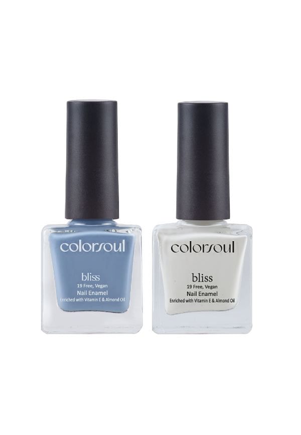 Bliss Nail Enamel - Cool Thunder , Snowy White, (B19,B22)