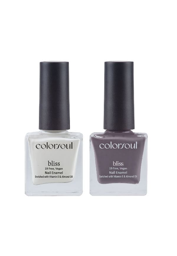 Bliss Nail Enamel - Snowy White , Grey Crest, (B22,B23)