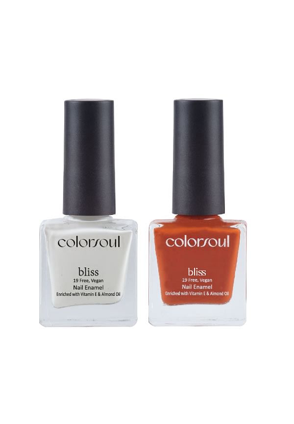 Bliss Nail Enamel - Snowy White , Rusty Orange, (B22,B16)