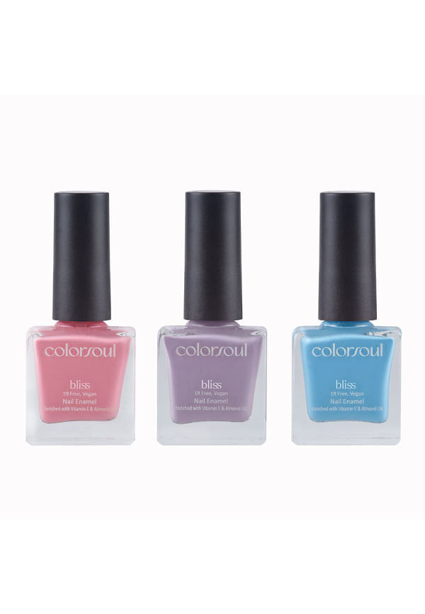 Bliss Nail Enamel - Breezy Pink, Purple Water, Icey Blue, (B01, B07, B20)