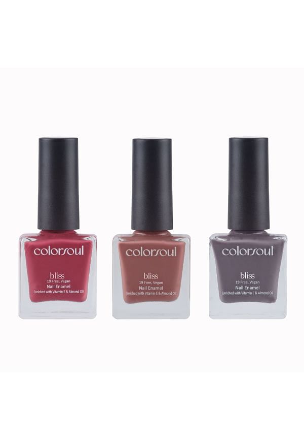 Bliss Nail Enamel - Dreamy Pink, Dusty Mauve, Grey Crest, (B03, B06, B23)