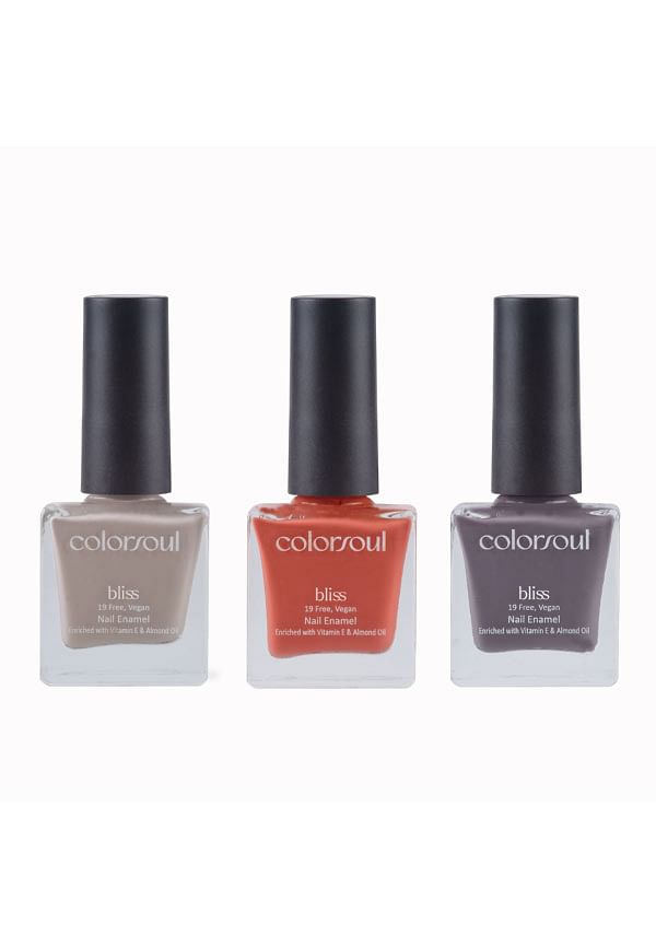 Bliss Nail Enamel - Summer Trail , Peach Crush , Grey Crest, (B11, B15, B23)