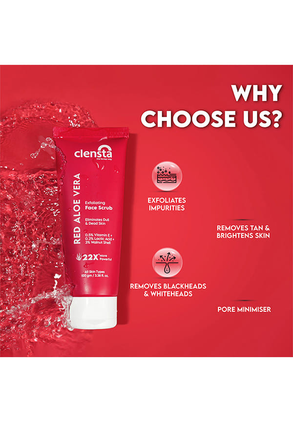 Red Aloe Vera Exfoliating Face Scrub With 3% Walnut Shell, lactic Acid & Vitamin E – thumbnail 3