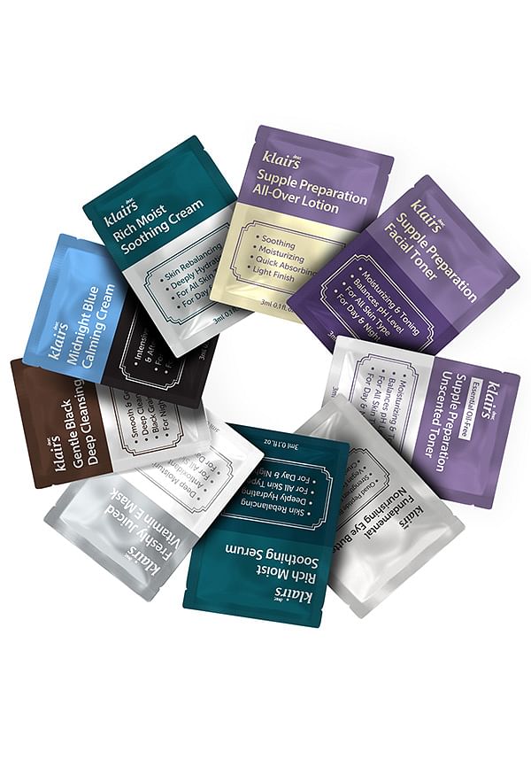 Free Klairs Sample Sachet Kit (Pack of 3 Sachets)