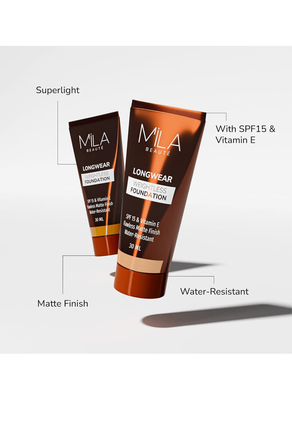 Longwear Weightless Foundation Matte Finish SPF15 - 304 Golden Caramel – thumbnail 3