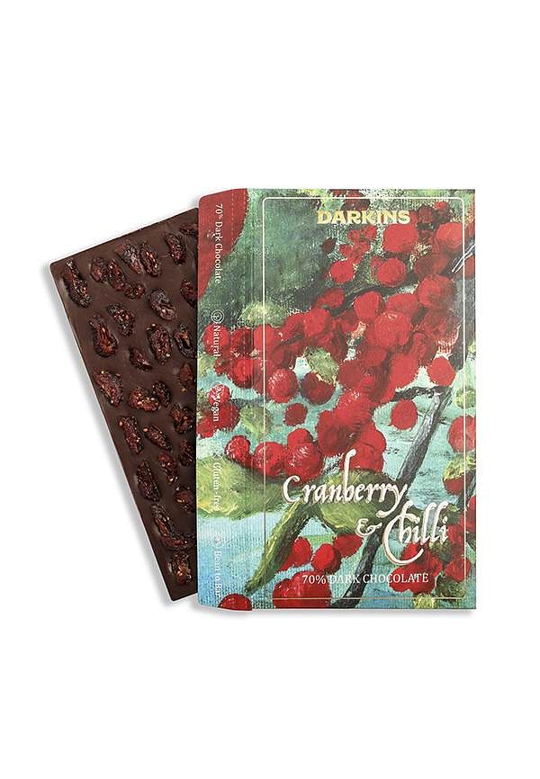 70% Artisanal Dark Chocolate With Cranberry & Chilli