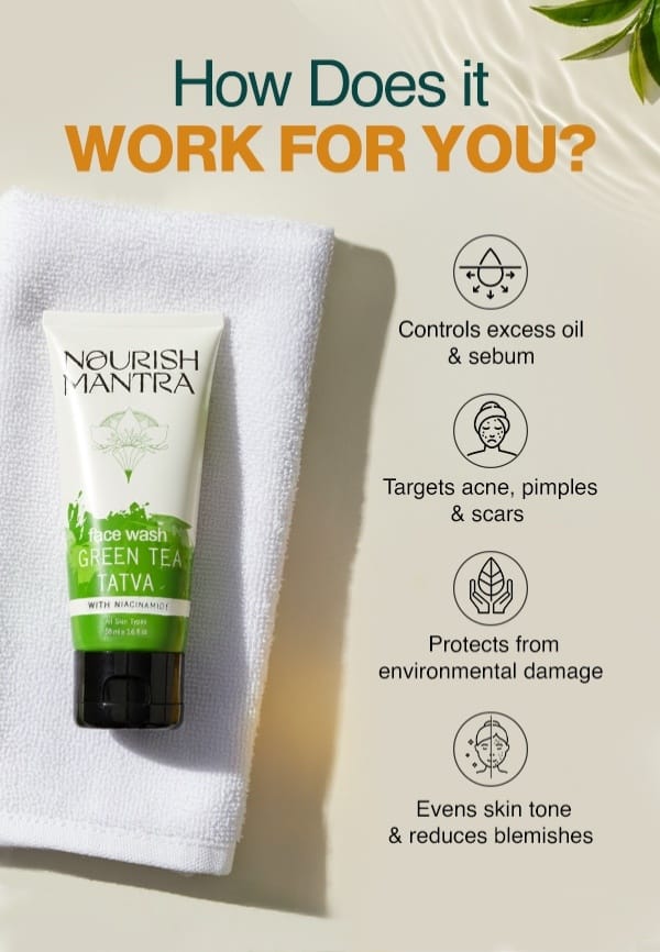 Green Tea Tatva Face Wash to Remove Dead Skin Cells & Build Up - 50 ml – thumbnail 3