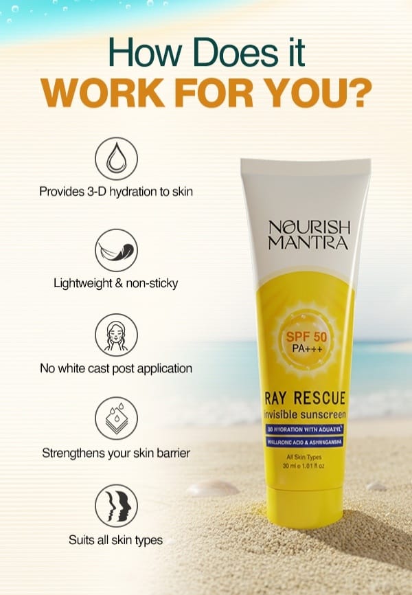 Ray Rescue Sunscreen for UV Protection & Zero White Cast - 30 ml – thumbnail 5