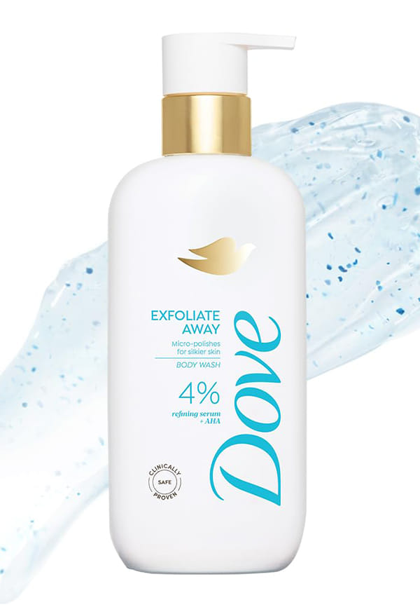 Dove 4% Refining Serum + AHA Exfoliate Away Serum Body Wash