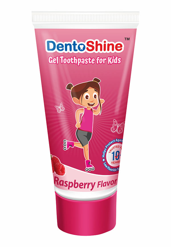 Gel Toothpaste for Kids - Raspberry Flavor | Size: 80gm By DentoShine
