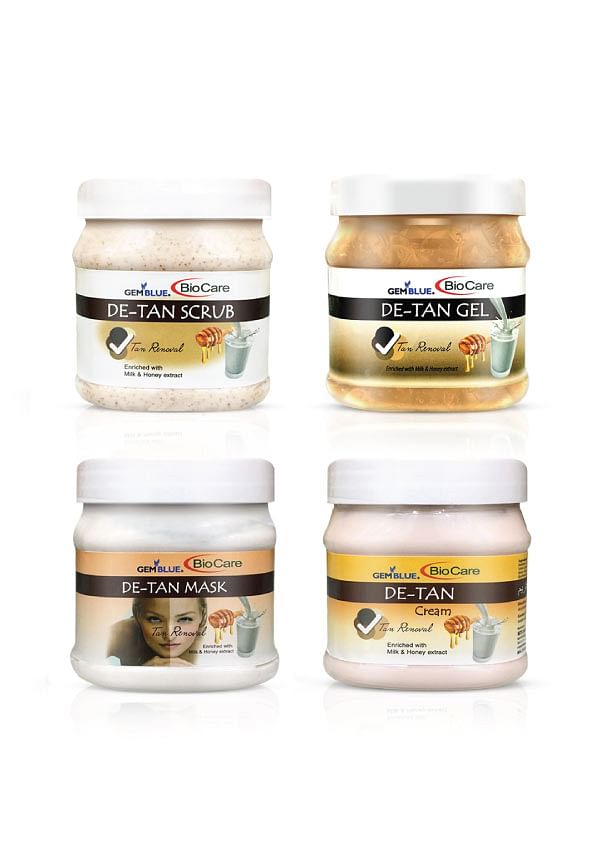 De-Tan Scrub, Cream, Mask & Gel