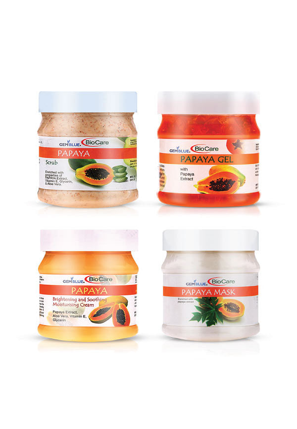 Papaya Scrub, Cream, Mask & Gel