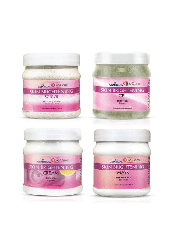 Skin Brightening Scrub, Cream, Mask & Gel